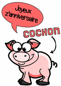 Cochon joyeux souhaite un bon anniversaire